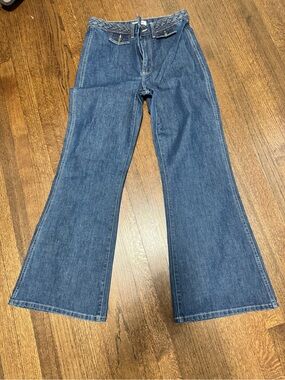 High-Rise Dark Blue Flared Women's Jeans